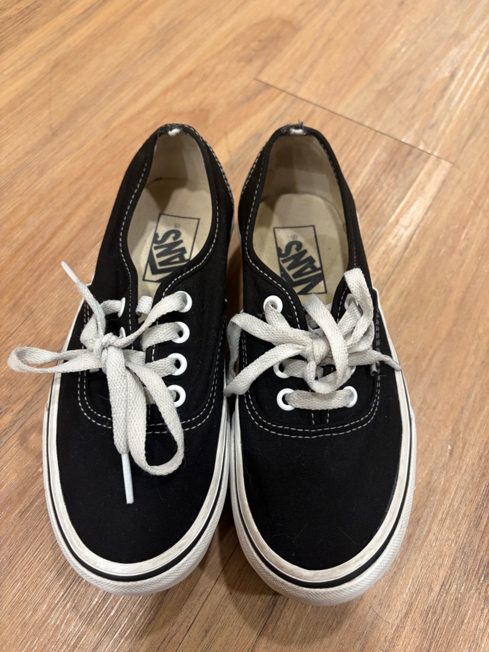 Vans Black Canvas Low-Top Sneakers with White Accents Platform